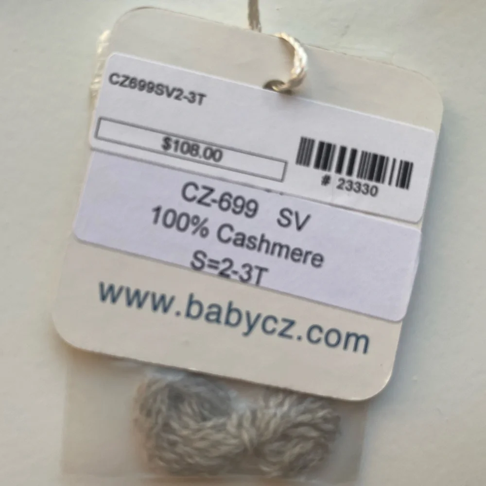 NWT Baby CZ Grey Cashmere Hat with Flower - 2-3 Years